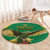 Custom Dominica Football Round Carpet Sisserou Parrot Green Color