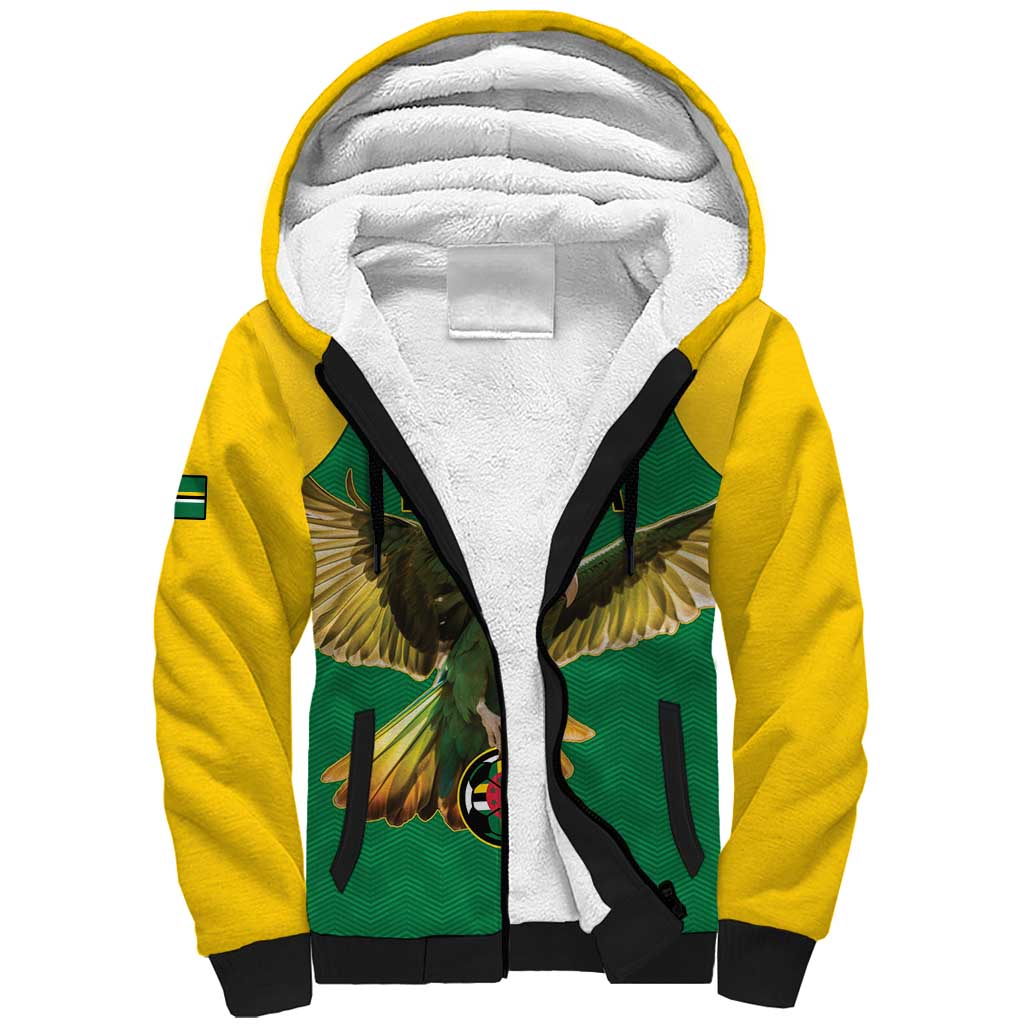 Custom Dominica Football Sherpa Hoodie Sisserou Parrot Green Color - Wonder Print Shop