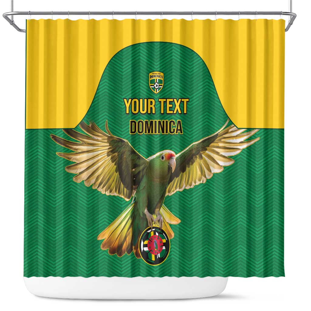 Custom Dominica Football Shower Curtain Sisserou Parrot Green Color