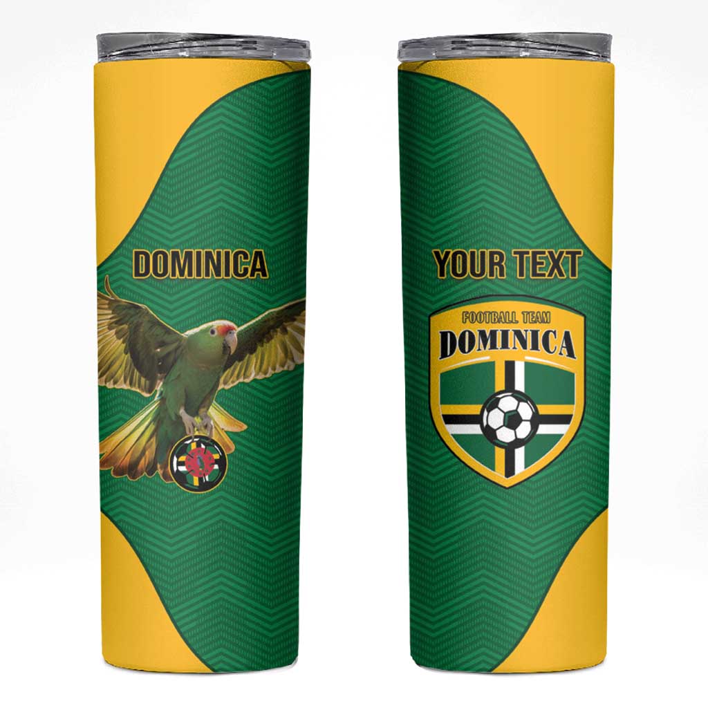 Custom Dominica Football Skinny Tumbler Sisserou Parrot Green Color - Wonder Print Shop