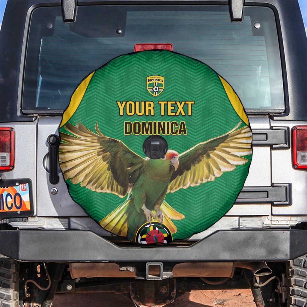 Custom Dominica Football Spare Tire Cover Sisserou Parrot Green Color - Wonder Print Shop