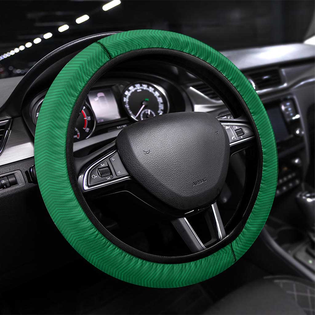 Dominica Football Steering Wheel Cover Sisserou Parrot Green Color - Wonder Print Shop