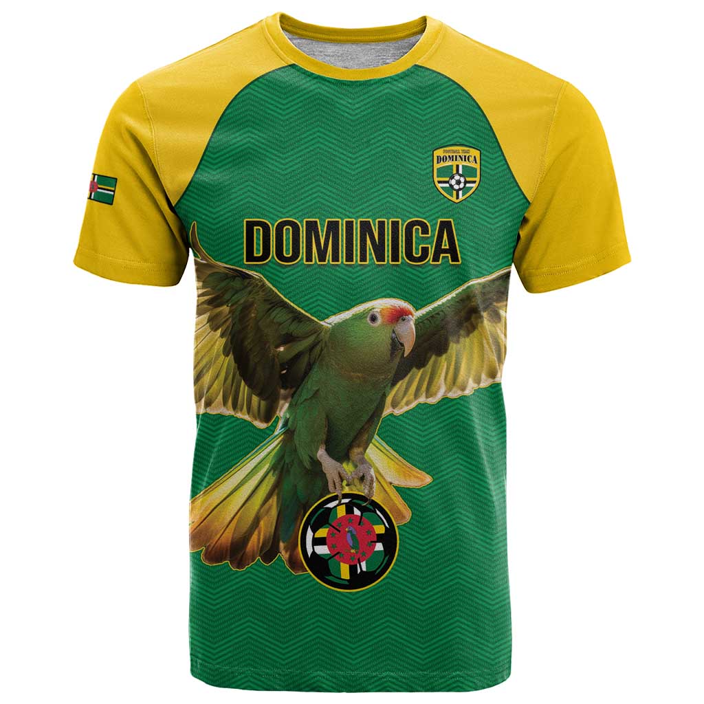 Custom Dominica Football T Shirt Sisserou Parrot Green Color - Wonder Print Shop