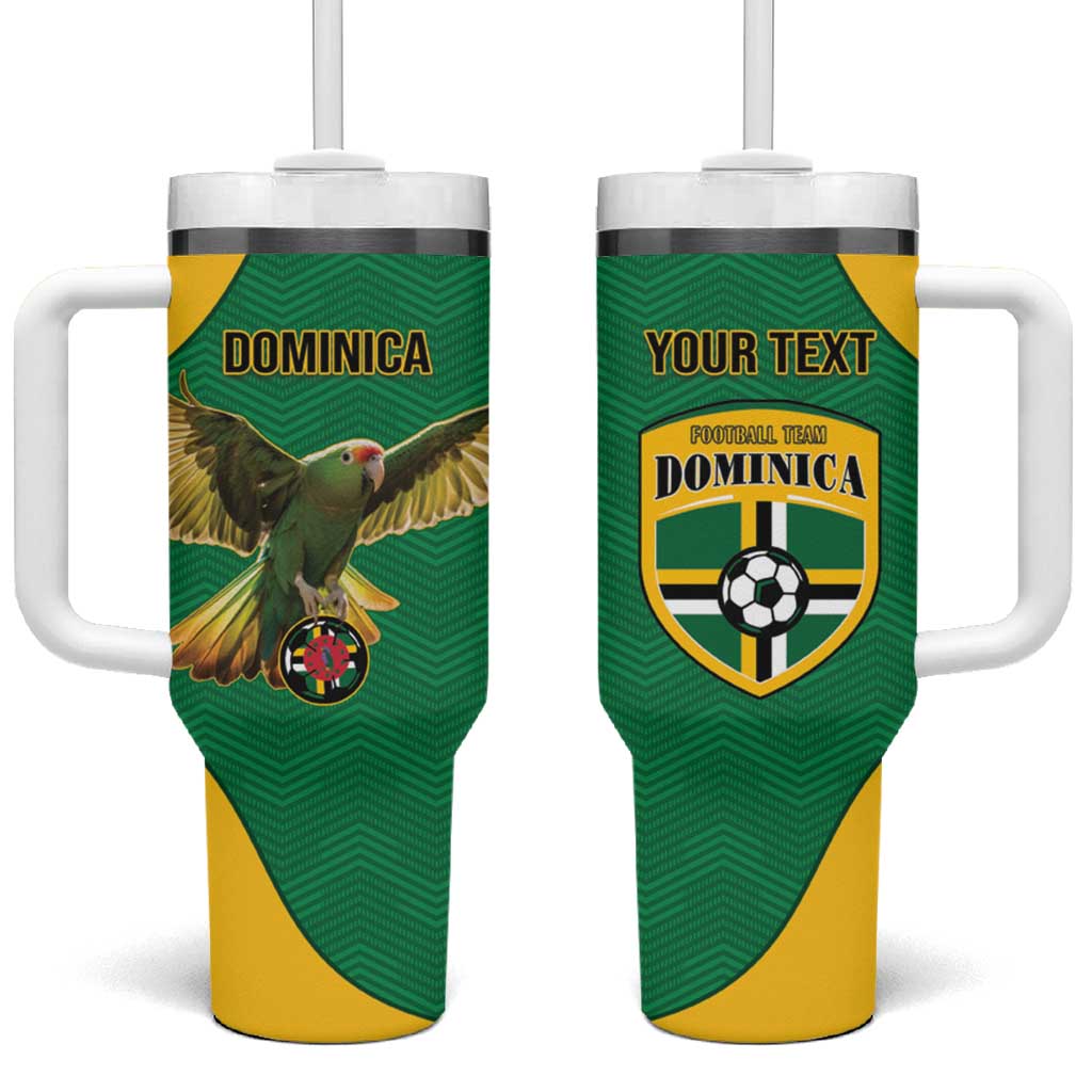 Custom Dominica Football Tumbler With Handle Sisserou Parrot Green Color - Wonder Print Shop