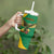 Custom Dominica Football Tumbler With Handle Sisserou Parrot Green Color - Wonder Print Shop