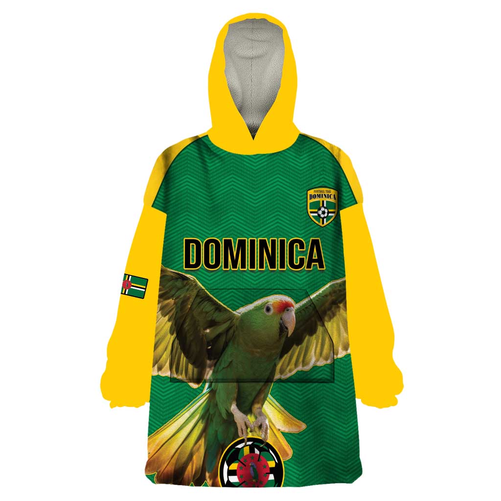 Custom Dominica Football Wearable Blanket Hoodie Sisserou Parrot Green Color - Wonder Print Shop