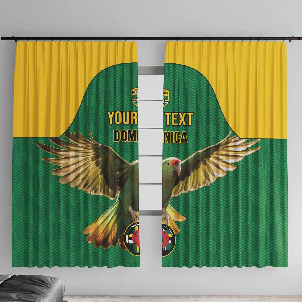 Custom Dominica Football Window Curtain Sisserou Parrot Green Color - Wonder Print Shop