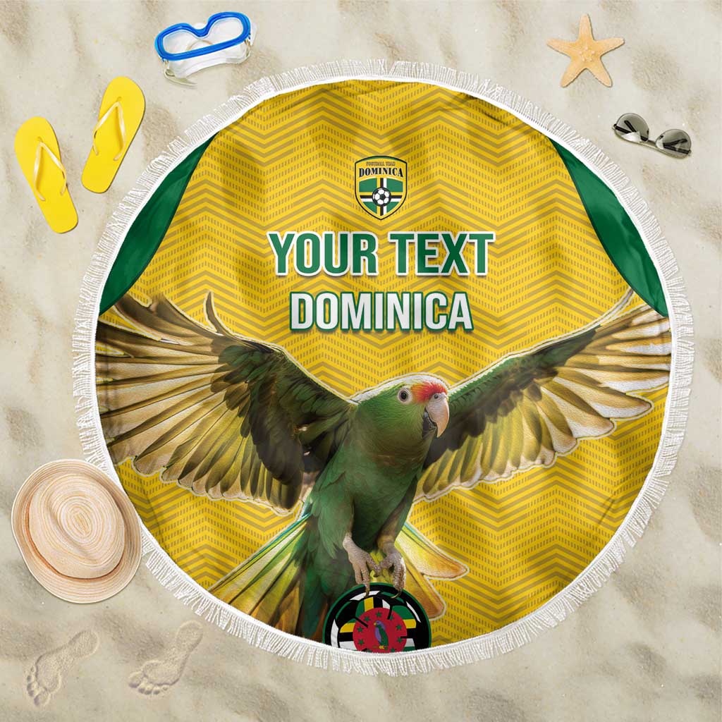 Custom Dominica Football Beach Blanket Sisserou Parrot Yellow Color - Wonder Print Shop