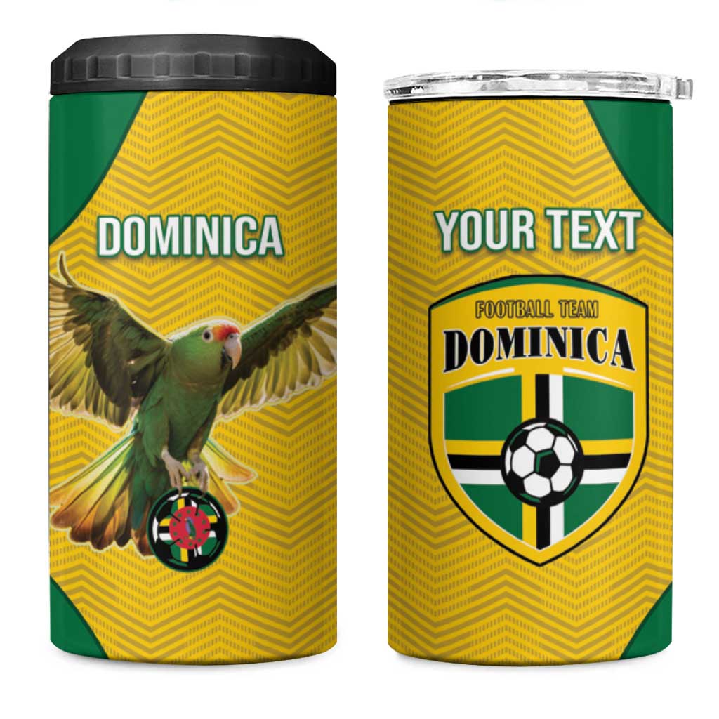 Custom Dominica Football 4 in 1 Can Cooler Tumbler Sisserou Parrot Yellow Color - Wonder Print Shop