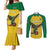 Custom Dominica Football Couples Matching Mermaid Dress and Long Sleeve Button Shirt Sisserou Parrot Yellow Color