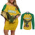 Custom Dominica Football Couples Matching Off Shoulder Short Dress and Long Sleeve Button Shirt Sisserou Parrot Yellow Color - Wonder Print Shop