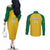 Custom Dominica Football Couples Matching Off The Shoulder Long Sleeve Dress and Long Sleeve Button Shirt Sisserou Parrot Yellow Color