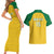 Custom Dominica Football Couples Matching Short Sleeve Bodycon Dress and Hawaiian Shirt Sisserou Parrot Yellow Color - Wonder Print Shop