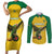 Custom Dominica Football Couples Matching Short Sleeve Bodycon Dress and Long Sleeve Button Shirt Sisserou Parrot Yellow Color - Wonder Print Shop