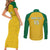 Custom Dominica Football Couples Matching Short Sleeve Bodycon Dress and Long Sleeve Button Shirt Sisserou Parrot Yellow Color - Wonder Print Shop