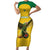 Custom Dominica Football Family Matching Short Sleeve Bodycon Dress and Hawaiian Shirt Sisserou Parrot Yellow Color - Wonder Print Shop