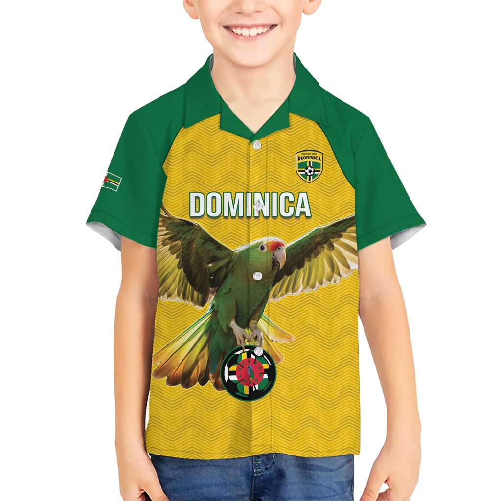 Custom Dominica Football Kid Hawaiian Shirt Sisserou Parrot Yellow Color - Wonder Print Shop