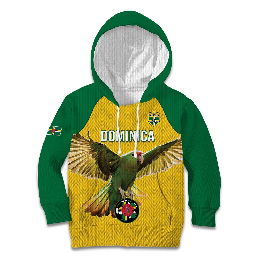 Custom Dominica Football Kid Hoodie Sisserou Parrot Yellow Color - Wonder Print Shop