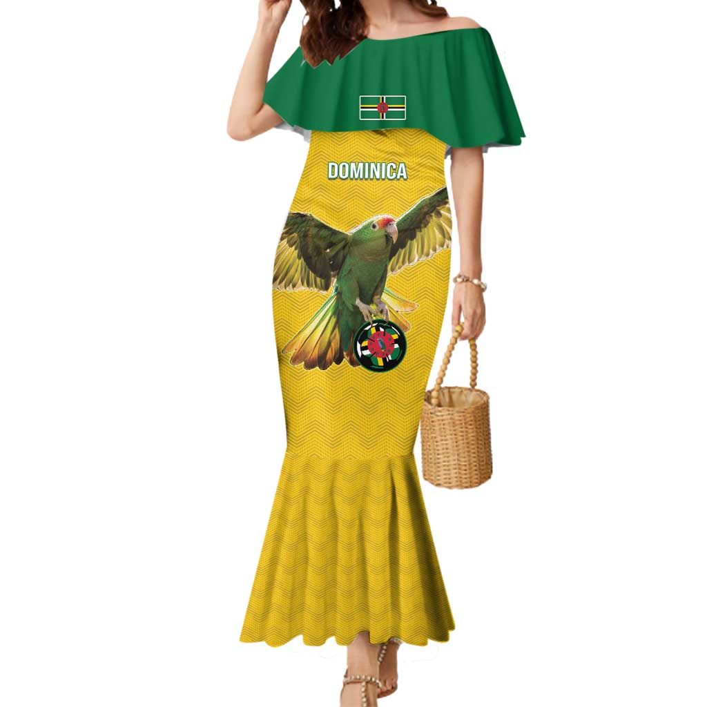 Custom Dominica Football Mermaid Dress Sisserou Parrot Yellow Color - Wonder Print Shop