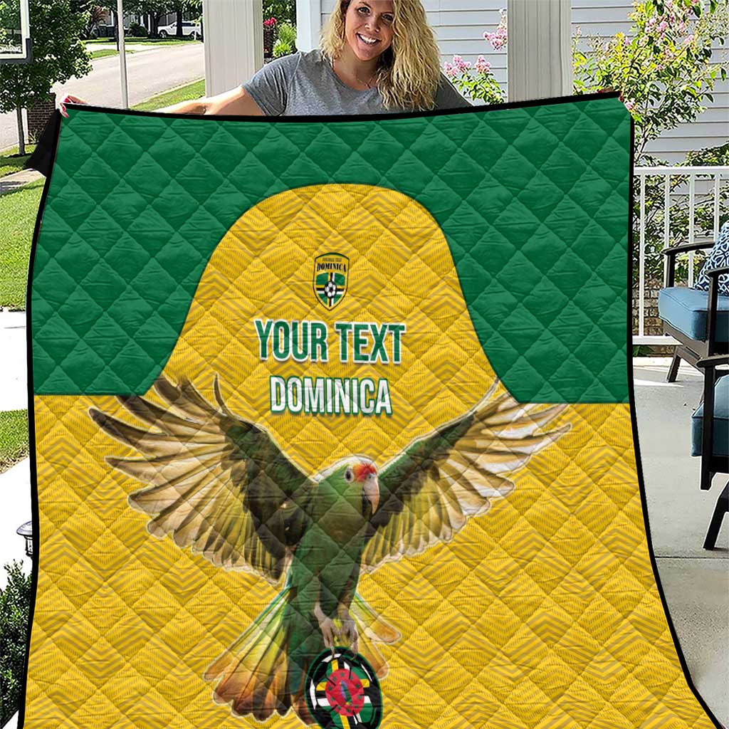 Custom Dominica Football Quilt Sisserou Parrot Yellow Color - Wonder Print Shop