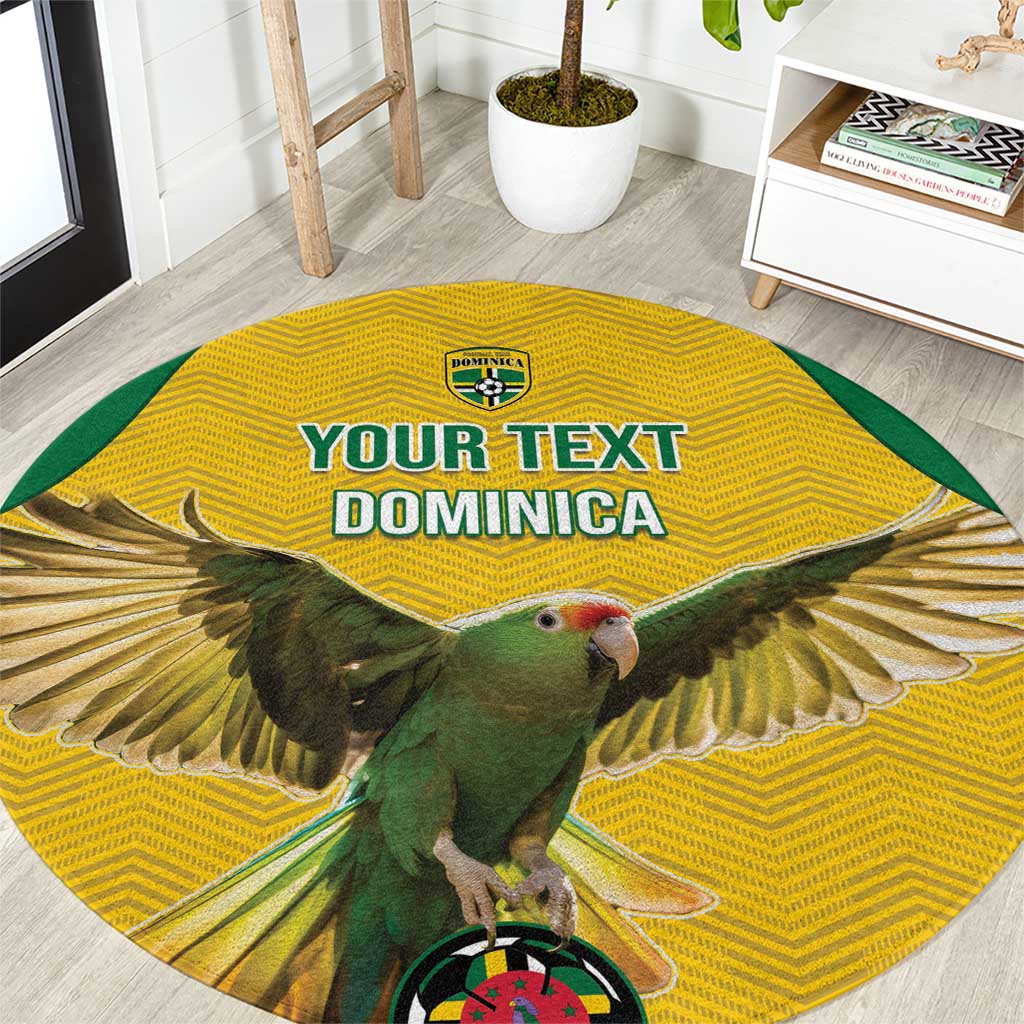 Custom Dominica Football Round Carpet Sisserou Parrot Yellow Color