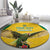 Custom Dominica Football Round Carpet Sisserou Parrot Yellow Color