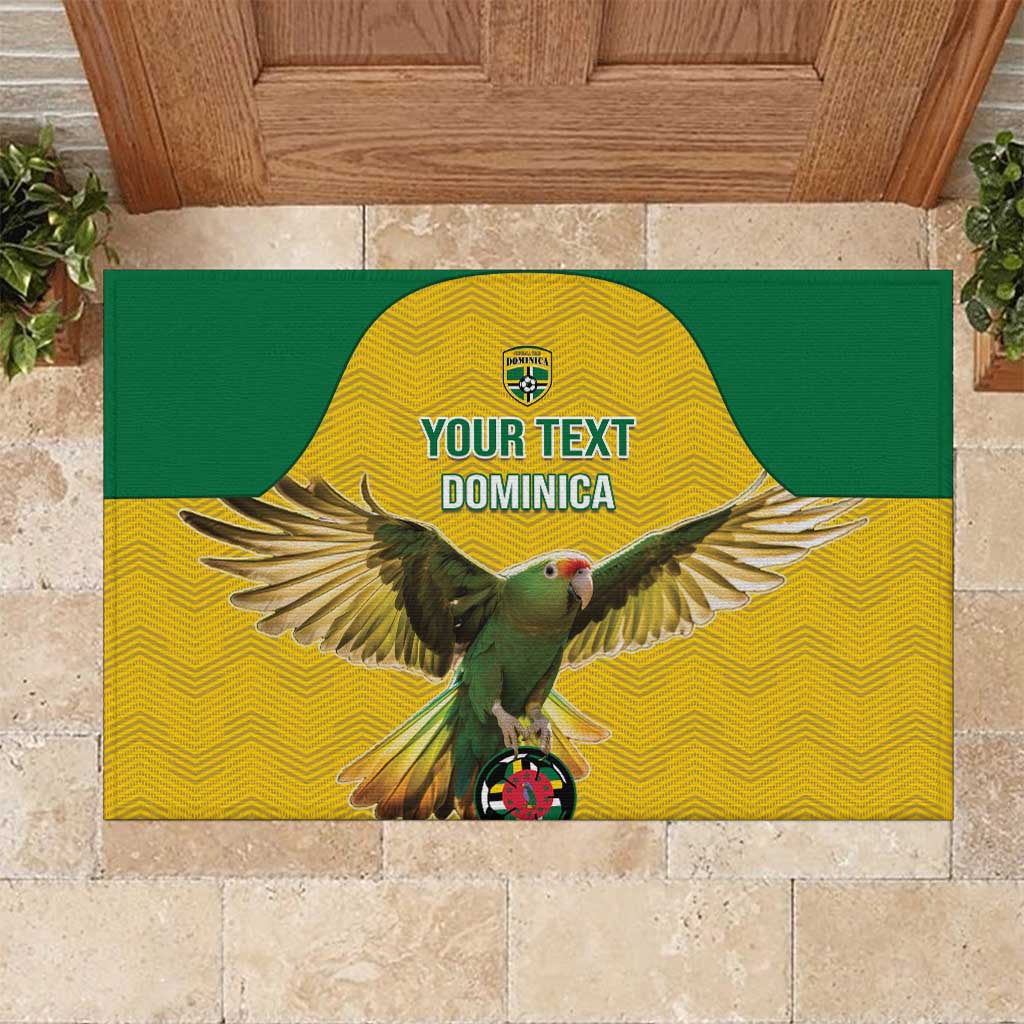 Custom Dominica Football Rubber Doormat Sisserou Parrot Yellow Color - Wonder Print Shop