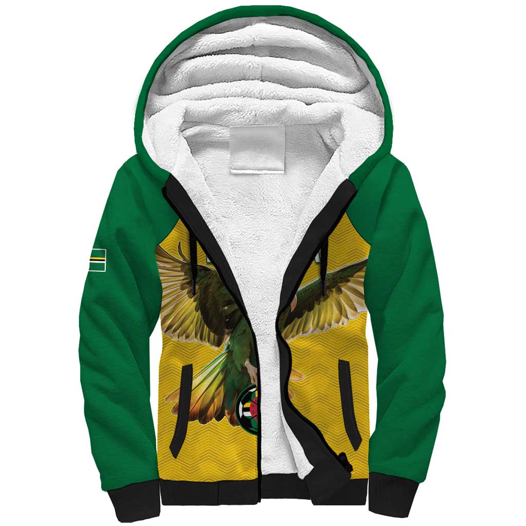 Custom Dominica Football Sherpa Hoodie Sisserou Parrot Yellow Color - Wonder Print Shop