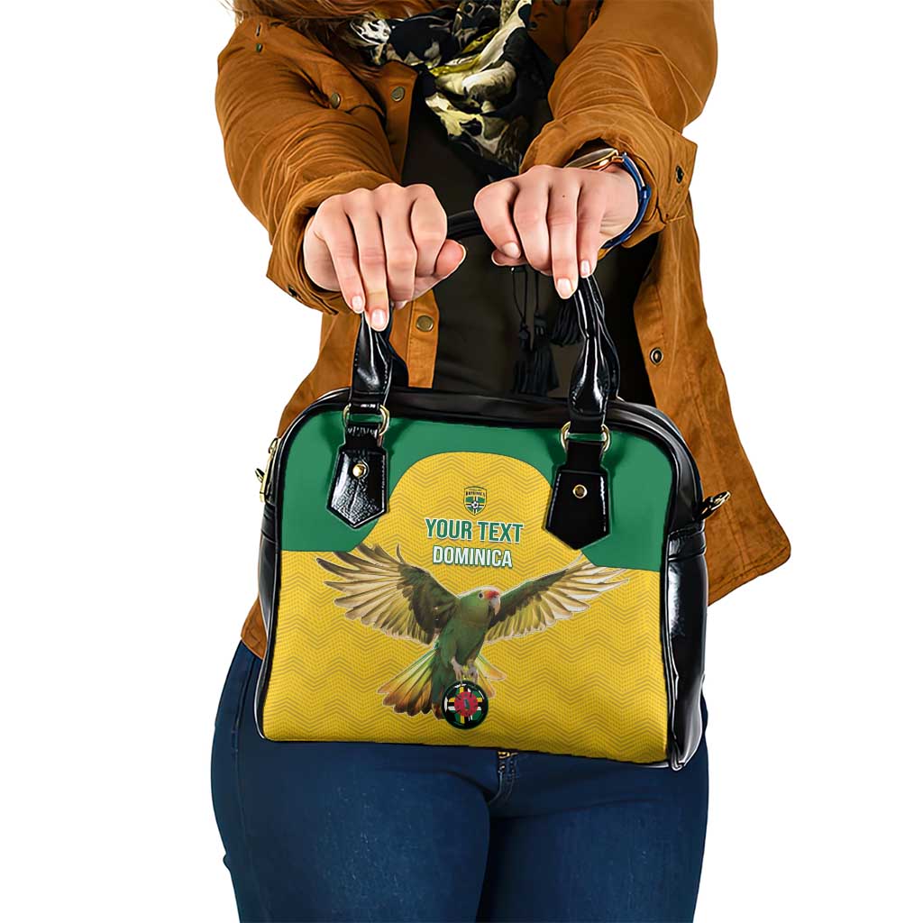 Custom Dominica Football Shoulder Handbag Sisserou Parrot Yellow Color