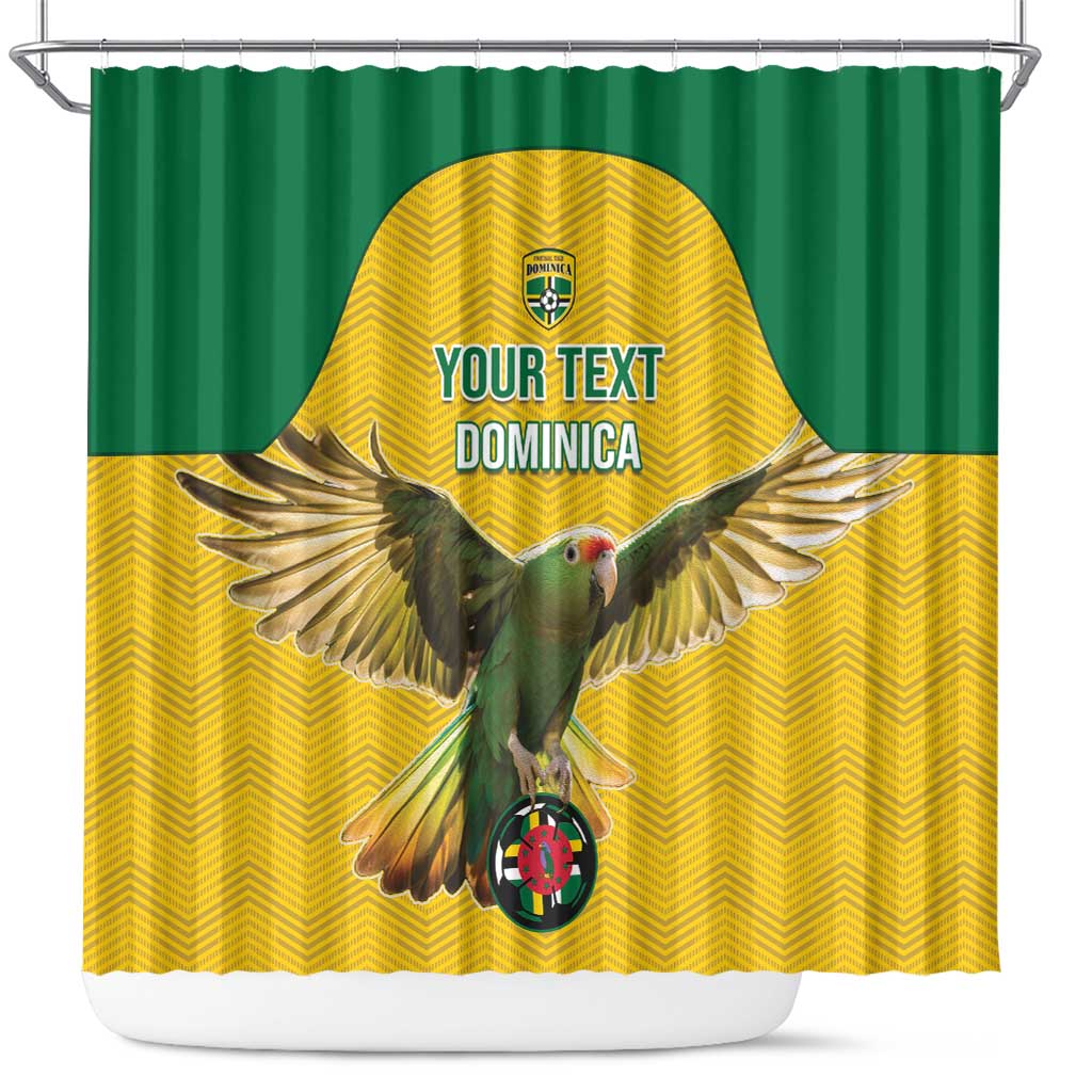 Custom Dominica Football Shower Curtain Sisserou Parrot Yellow Color