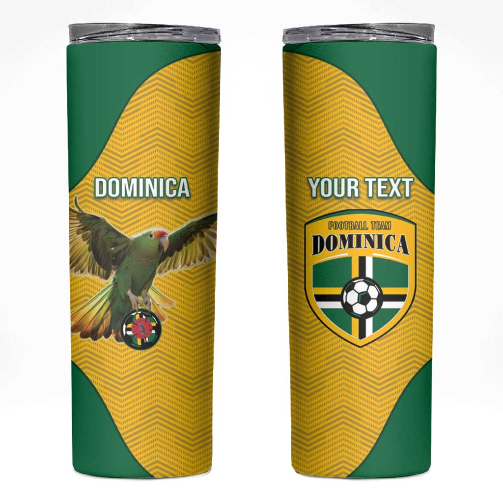 Custom Dominica Football Skinny Tumbler Sisserou Parrot Yellow Color - Wonder Print Shop