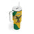 Custom Dominica Football Tumbler With Handle Sisserou Parrot Yellow Color - Wonder Print Shop