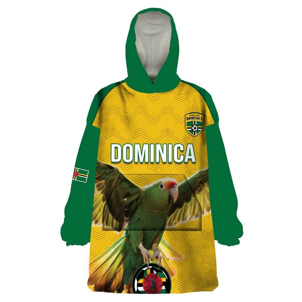 Custom Dominica Football Wearable Blanket Hoodie Sisserou Parrot Yellow Color - Wonder Print Shop