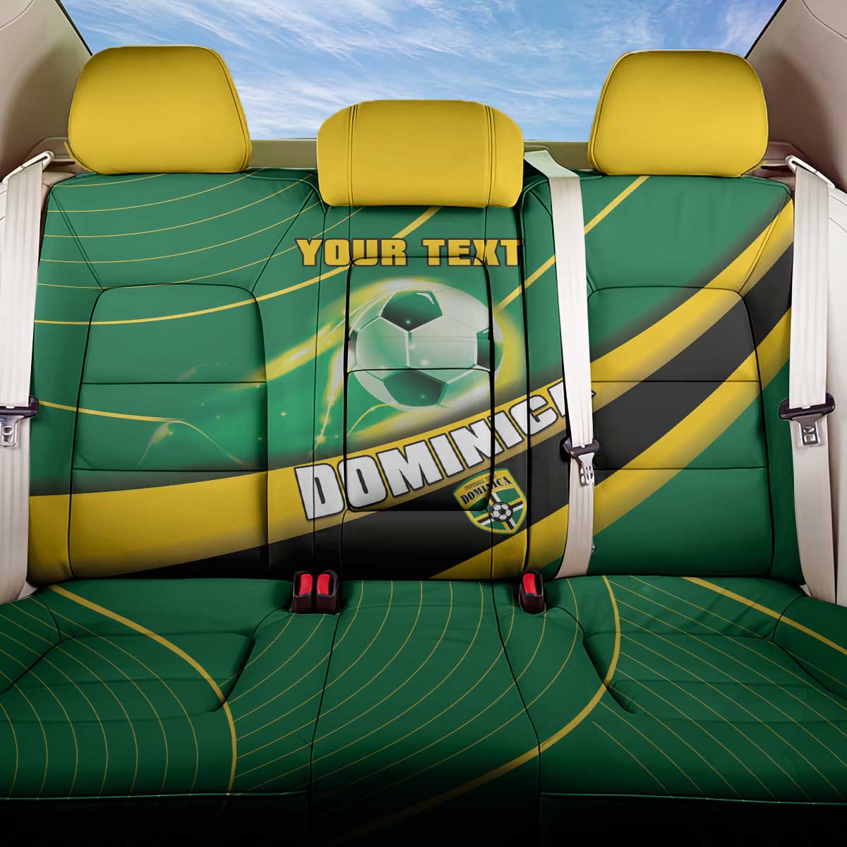 Personalised Dominica Football Back Car Seat Cover Sporty Style