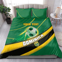 Green football bedding set with soccer ball print, yellow/black swoosh, “YOUR TEXT”