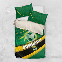 Green football bedding set with two pillowcases and duvet, soccer ball, “YOUR TEXT”