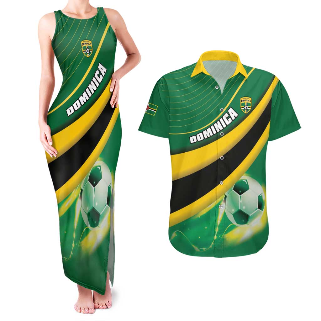 Personalised Dominica Football Couples Matching Tank Maxi Dress and Hawaiian Shirt Sporty Style - Wonder Print Shop