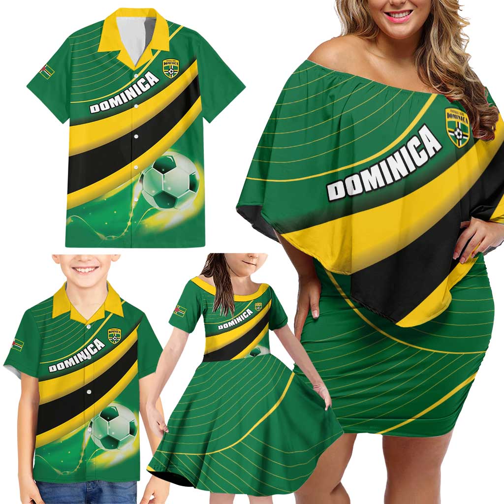 Personalised Dominica Football Family Matching Off Shoulder Short Dress and Hawaiian Shirt Sporty Style - Wonder Print Shop