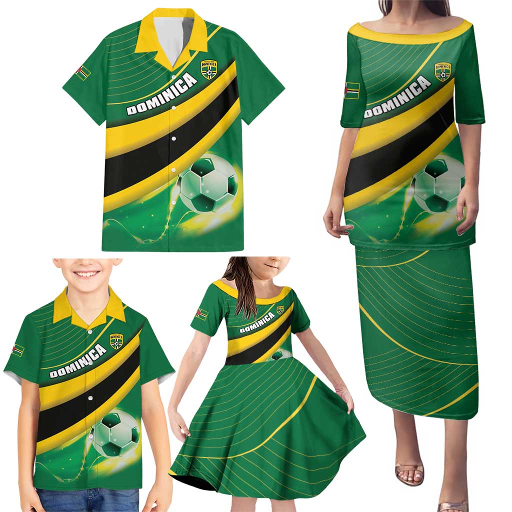 Personalised Dominica Football Family Matching Puletasi and Hawaiian Shirt Sporty Style - Wonder Print Shop