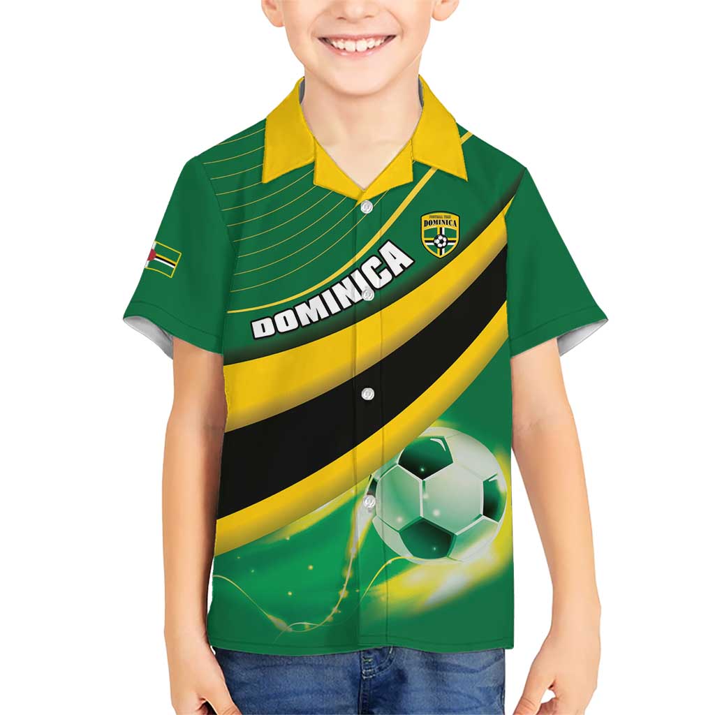 Personalised Dominica Football Kid Hawaiian Shirt Sporty Style - Wonder Print Shop