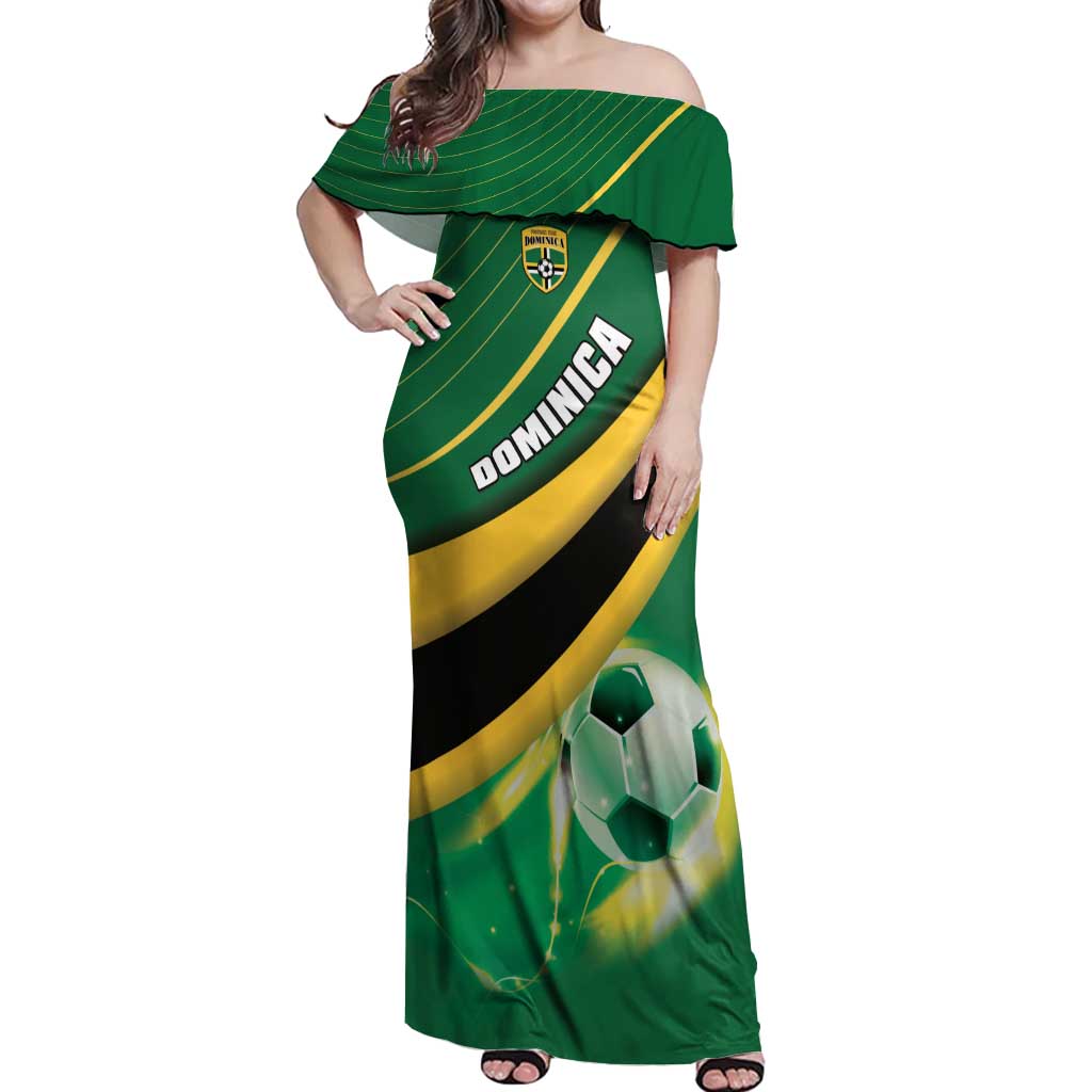 Personalised Dominica Football Off Shoulder Maxi Dress Sporty Style - Wonder Print Shop