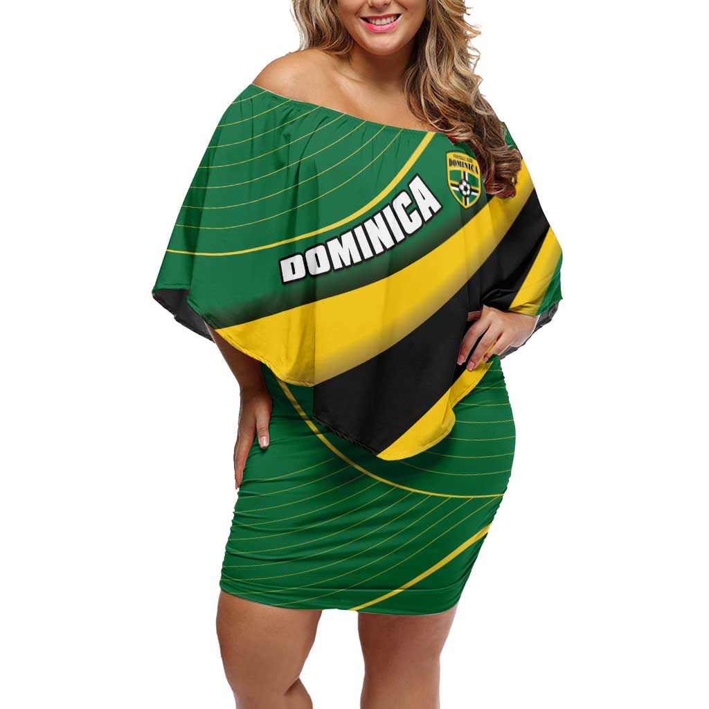 Personalised Dominica Football Off Shoulder Short Dress Sporty Style - Wonder Print Shop