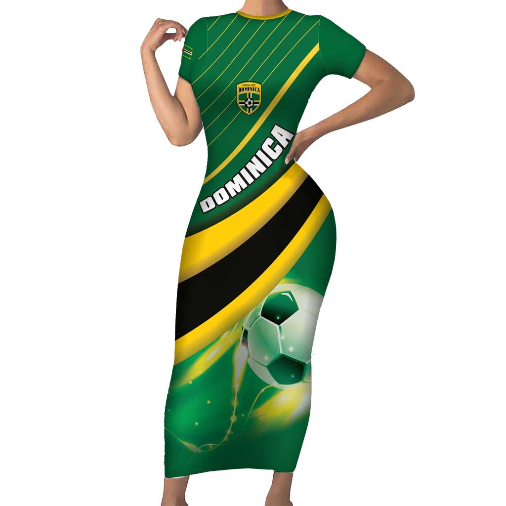 Personalised Dominica Football Short Sleeve Bodycon Dress Sporty Style - Wonder Print Shop