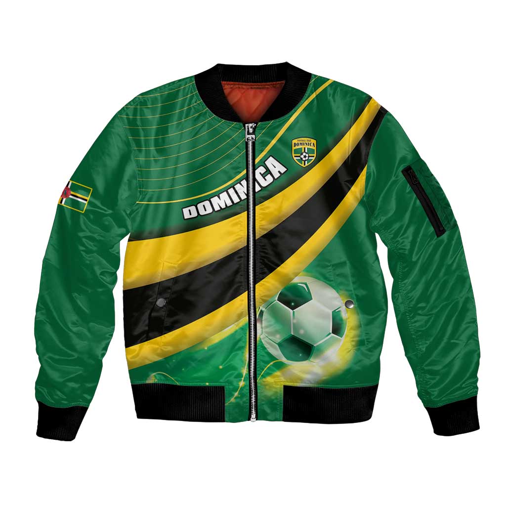 Personalised Dominica Football Sleeve Zip Bomber Jacket Sporty Style - Wonder Print Shop