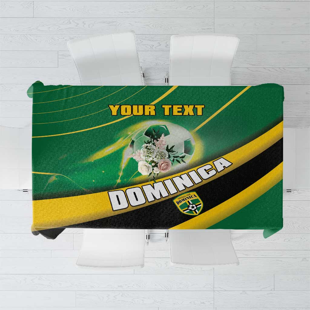 Green football tablecloth with yellow stripes and “YOUR TEXT”