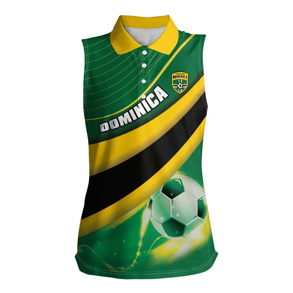 Personalised Dominica Football Women Sleeveless Polo Shirt Sporty Style - Wonder Print Shop