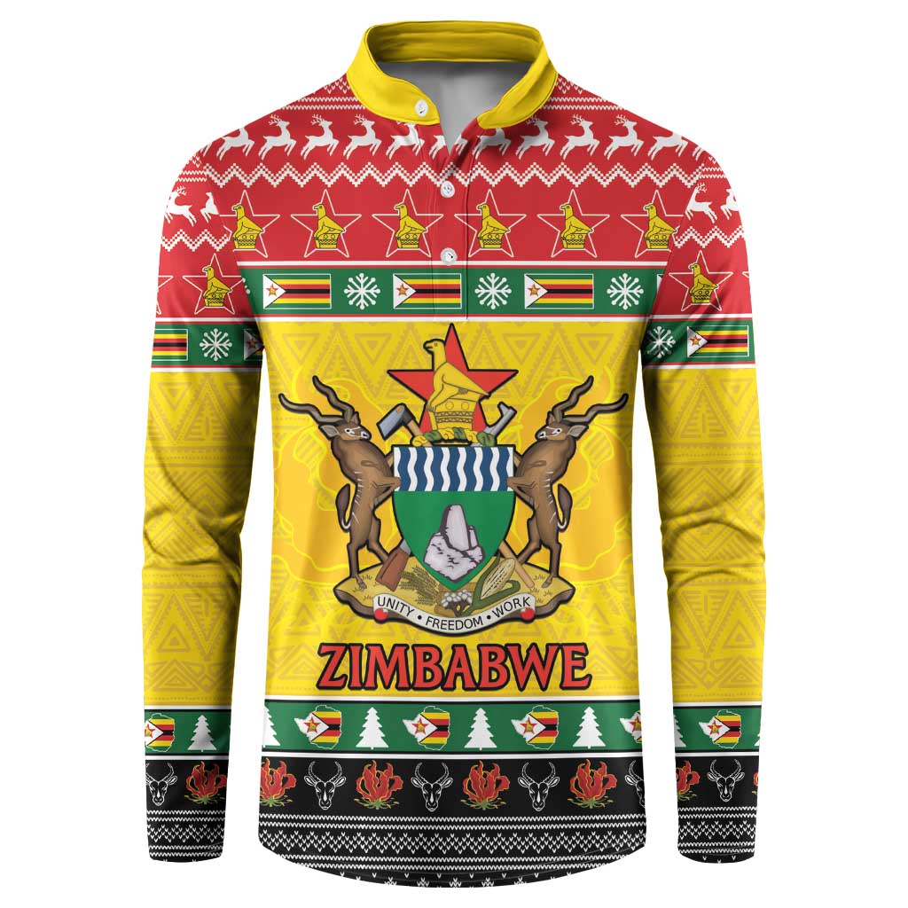 Zimbabwe Christmas Button Sweatshirt Coat Of Arms Muve neKisimusi - Wonder Print Shop