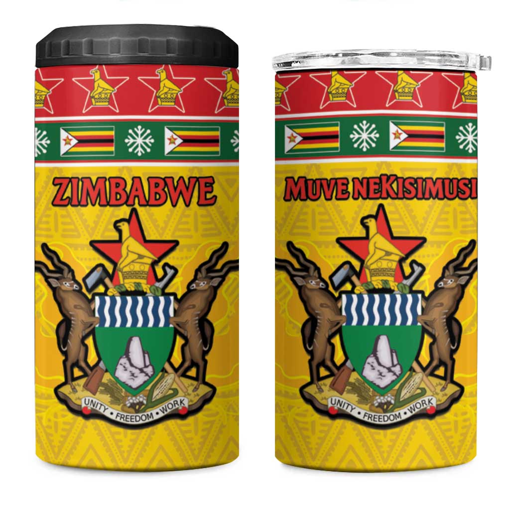 Zimbabwe Christmas 4 in 1 Can Cooler Tumbler Coat Of Arms Muve neKisimusi - Wonder Print Shop