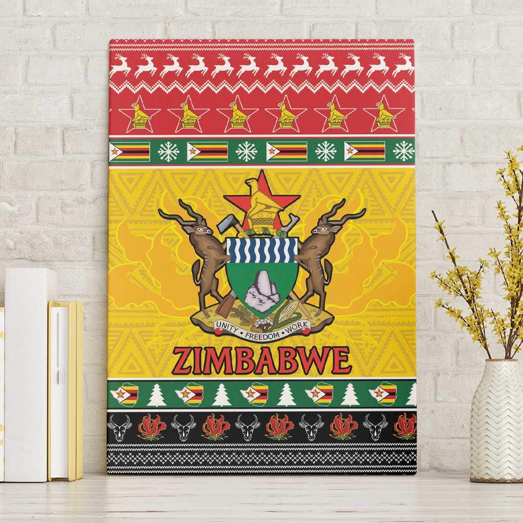 Zimbabwe Christmas Canvas Wall Art Coat Of Arms Muve neKisimusi - Wonder Print Shop