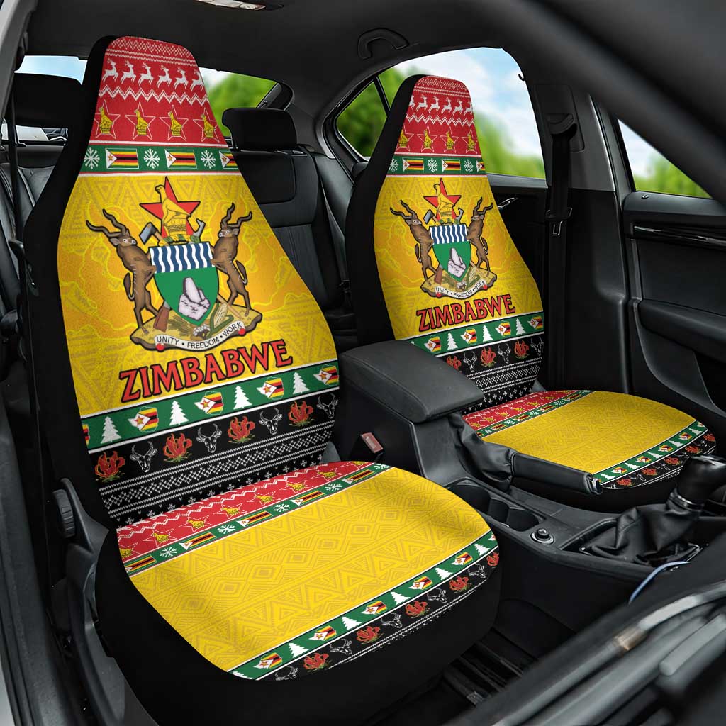 Zimbabwe Christmas Car Seat Cover Coat Of Arms Muve neKisimusi - Wonder Print Shop